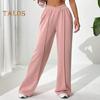 Damenhose, V-förmig, elastisch, hohe Taille, gerades weites Bein, lange Hose, einfarbig, lockere Passform, Jogginghose für den Alltag