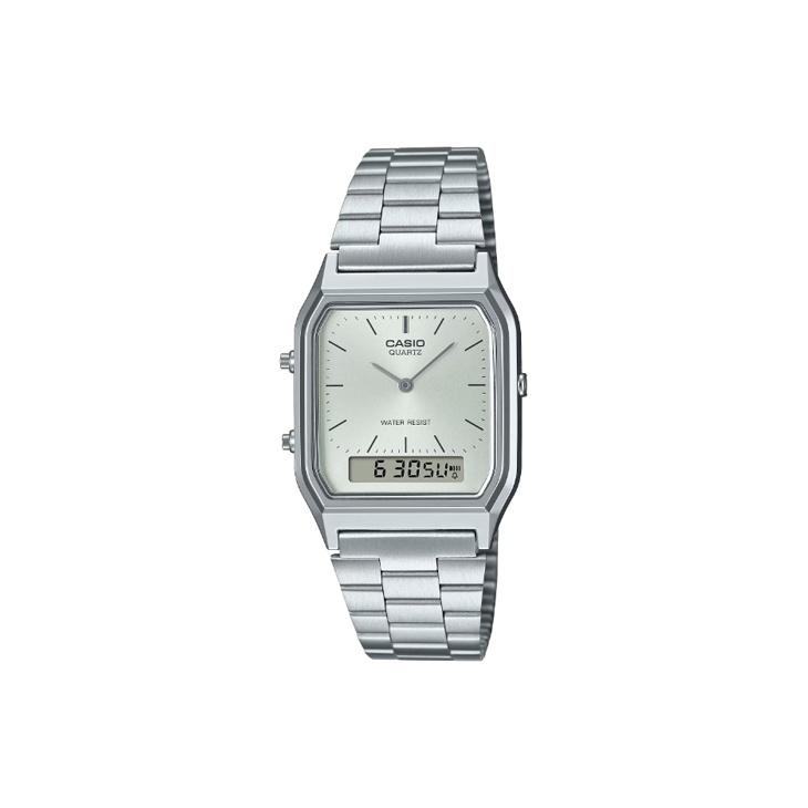 CASIO Unisex VINTAGE Series Silver Watch AQ-230A-7AMQY AQ-230A-7AMQY Silver Dial