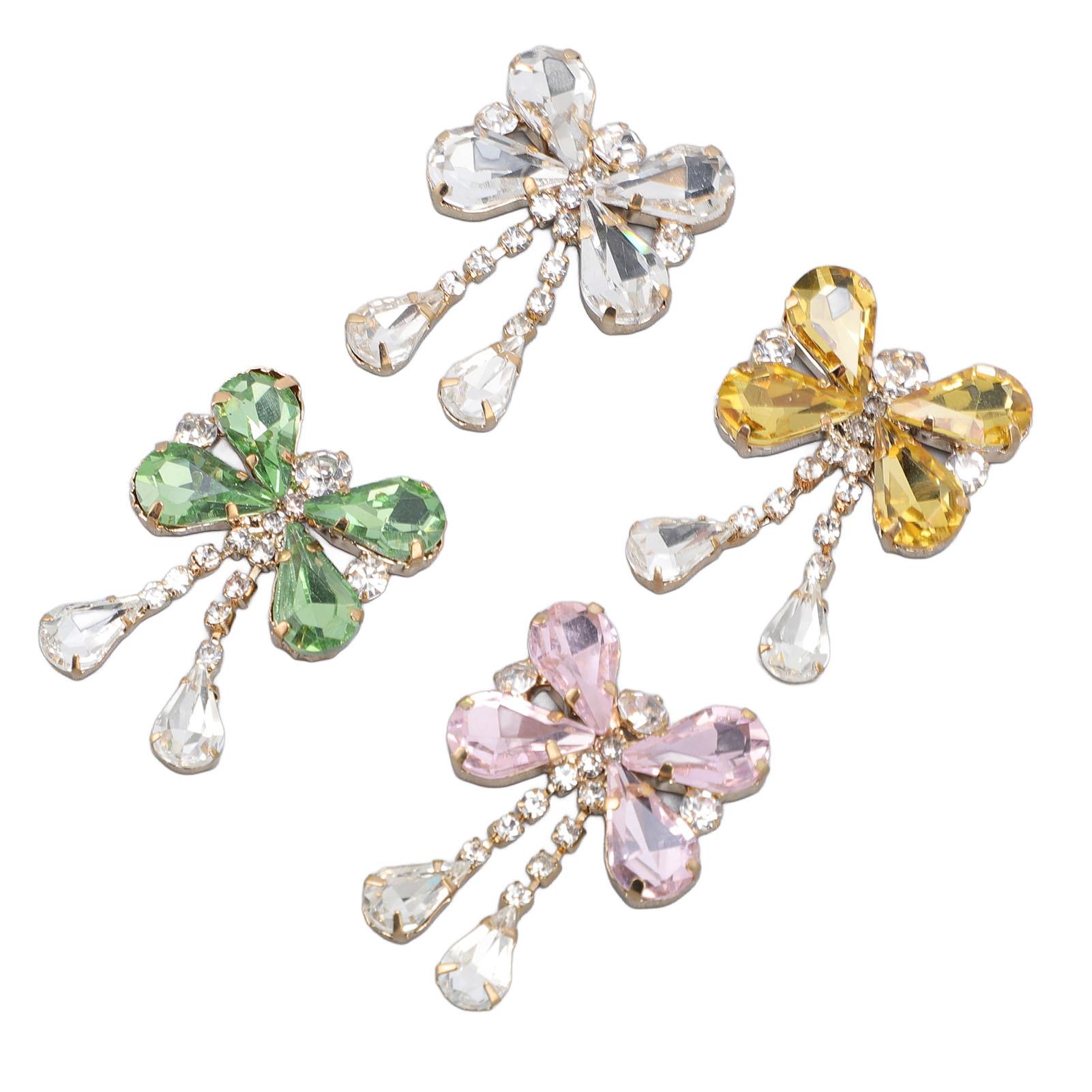 

4 шт. бант стразы капли кисточки цветок ткань украшения для волос аксессуары белый розовый кристалл желтый