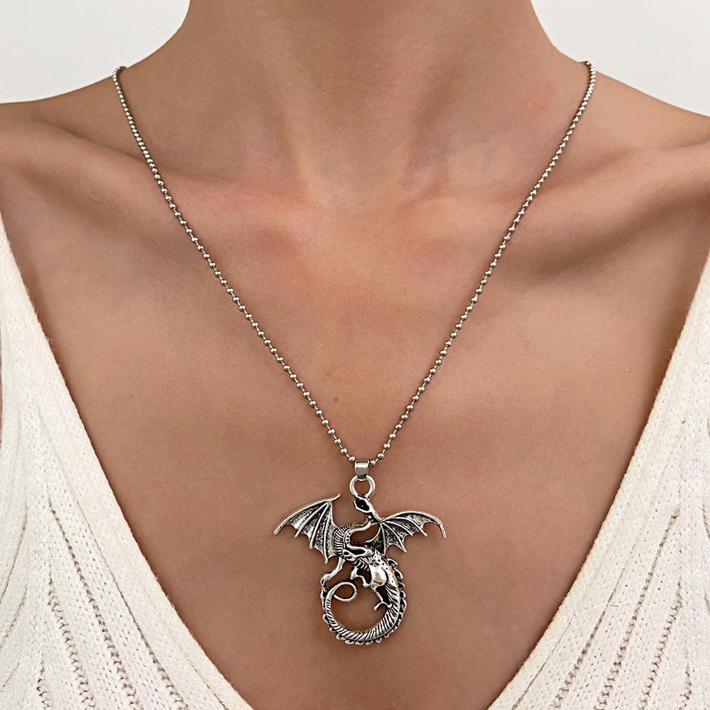 Collana Pendente Drago Cartoon Drip Retrò con Diamanti - Stile Disco Hip Hop Europeo & Americano