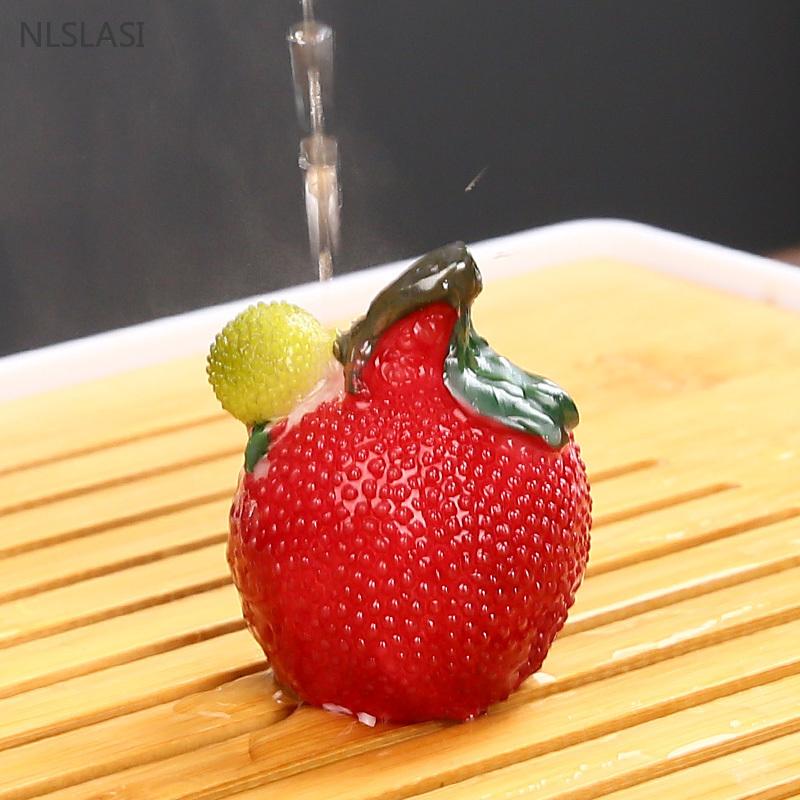 1pc Creative Tea Pet Ornaments Resin Color Changing Desk Decoration Fruit Model Sculpture Home Accessories Tea Table Crafts