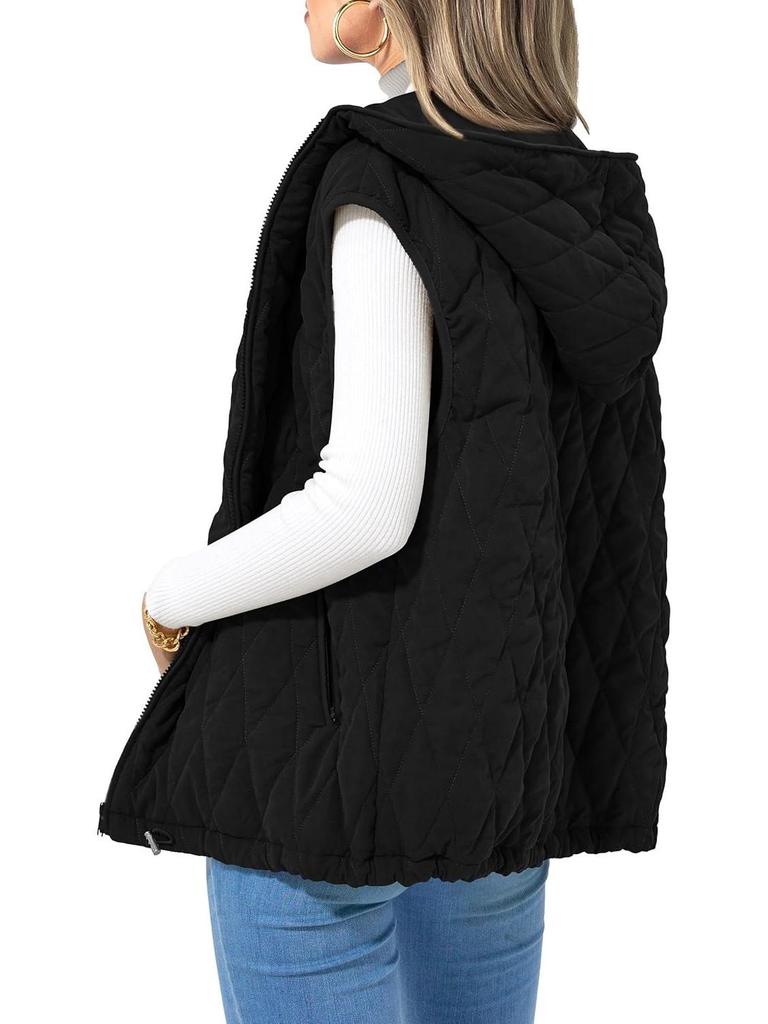 2024 Autumn/Winter Women's Hooded Cotton Vest Lightweight Gilet Warm Outerwear