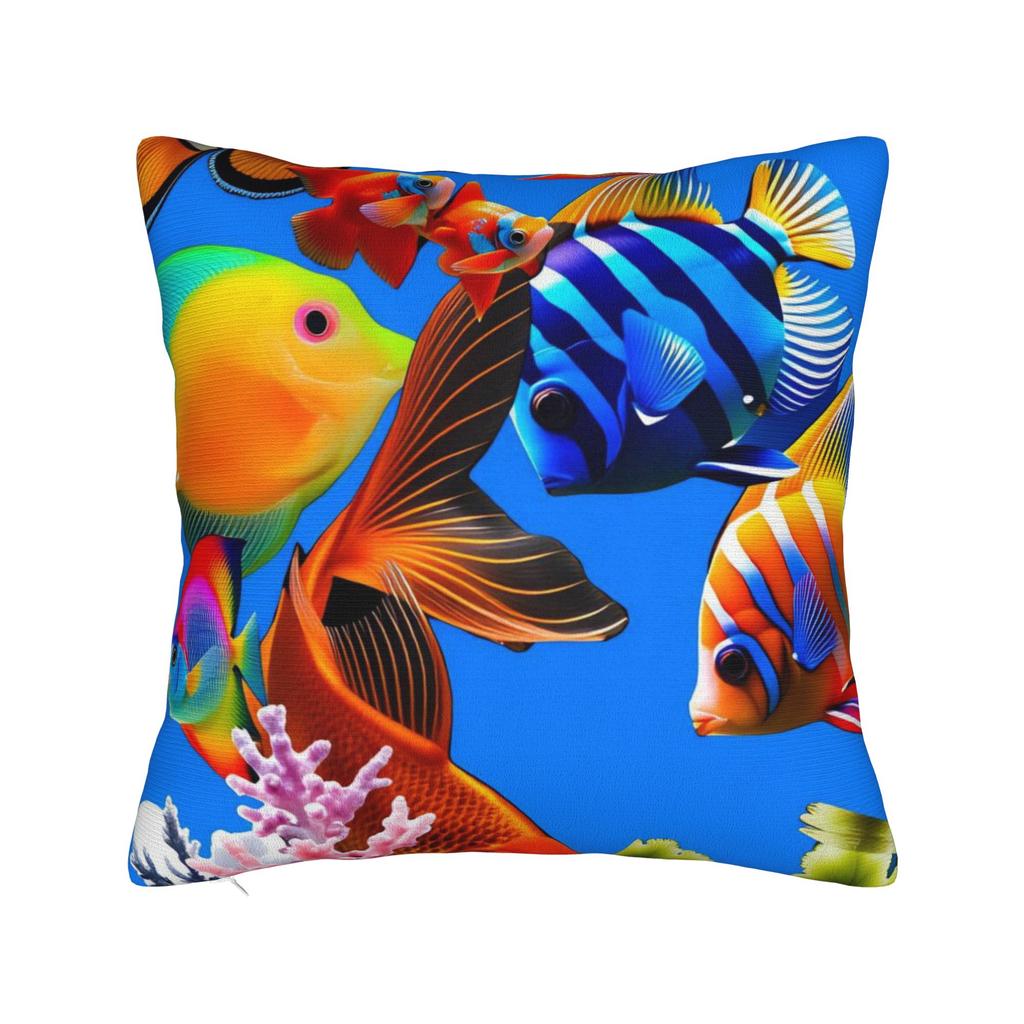 Pillow Case Beautiful Underwater World Colorful Fish Comfy Pillow Cover For Couch Sofa Bedroom Kawaii Pillowcases