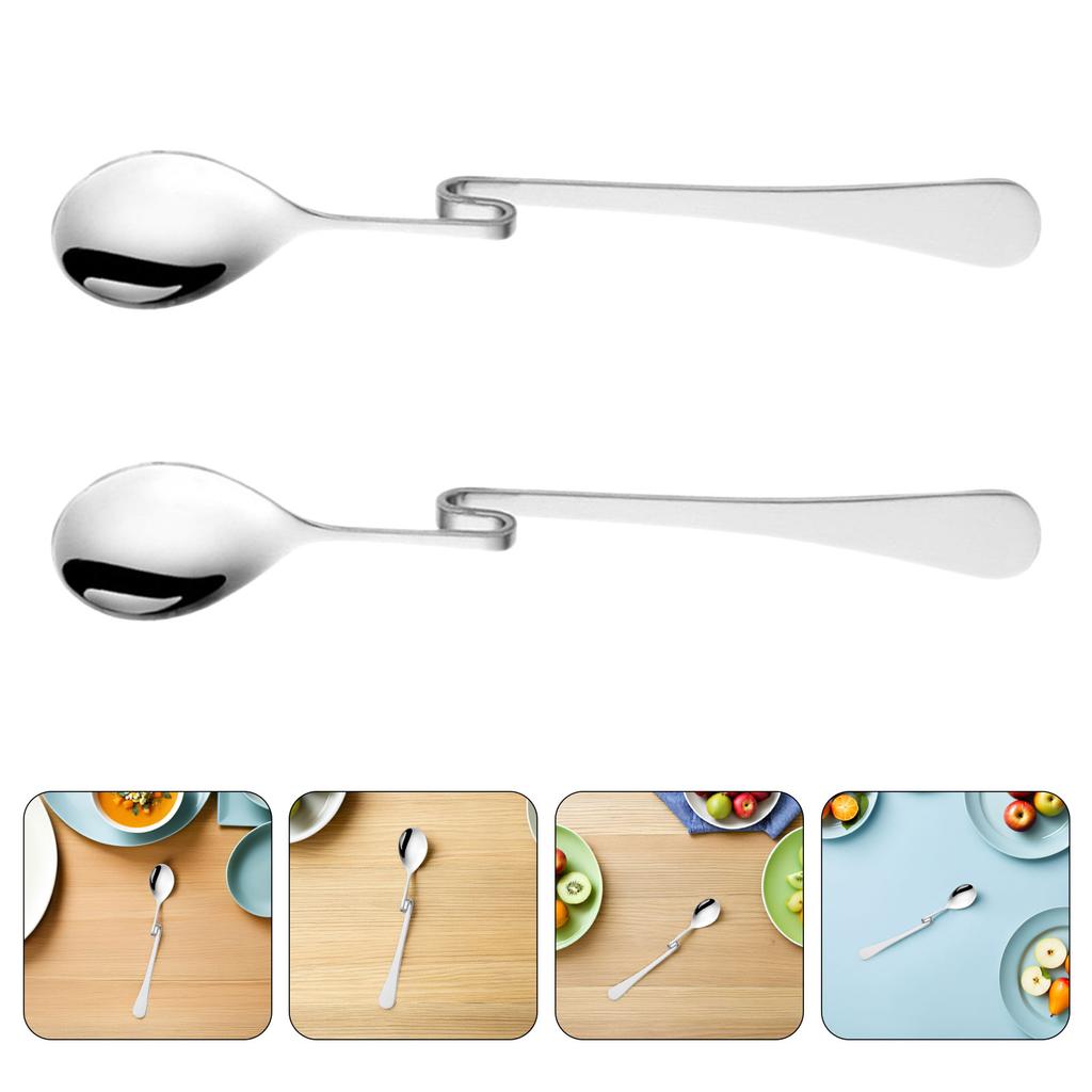 6 st Hängande Kaffesked Rostfritt Stål S-formad Böjt Handtag För Te Iskaffe Smoothie Yoghurt Glass Rörning Dryck