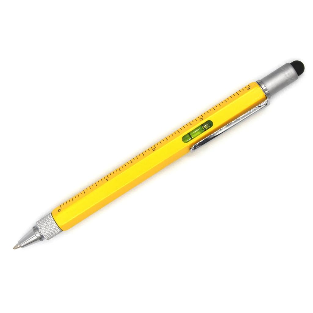Multifunctional Metal Tool Pen Hexagonal Capacitance Pen Screwdriver Scale Ballpoint Pen Mobile Phone Touch Creative Level Meter