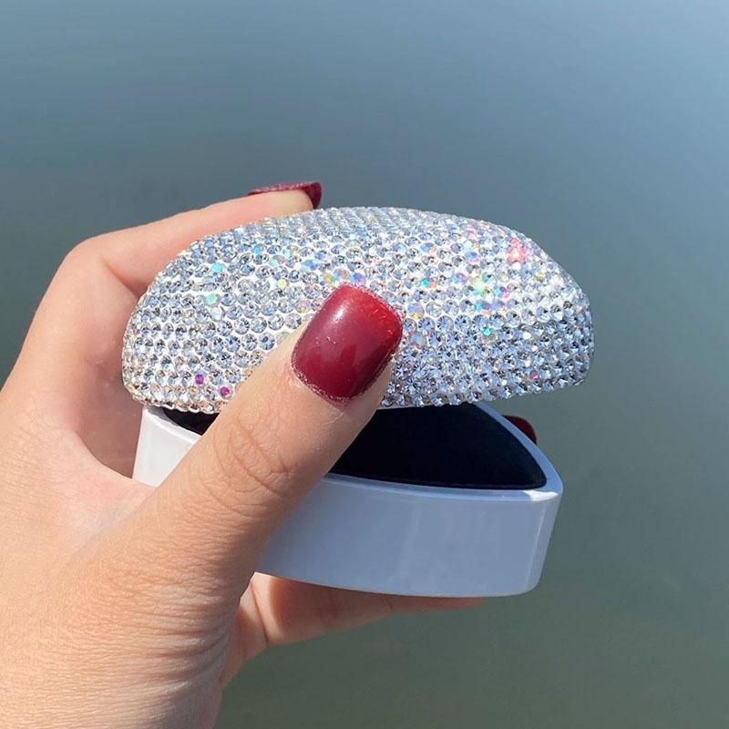 Luxury Proposal Ring Box Diamond Studded LED Ring Boxes Wedding Rings Packaging Box Women's Jewelry Storage Display Boxes
