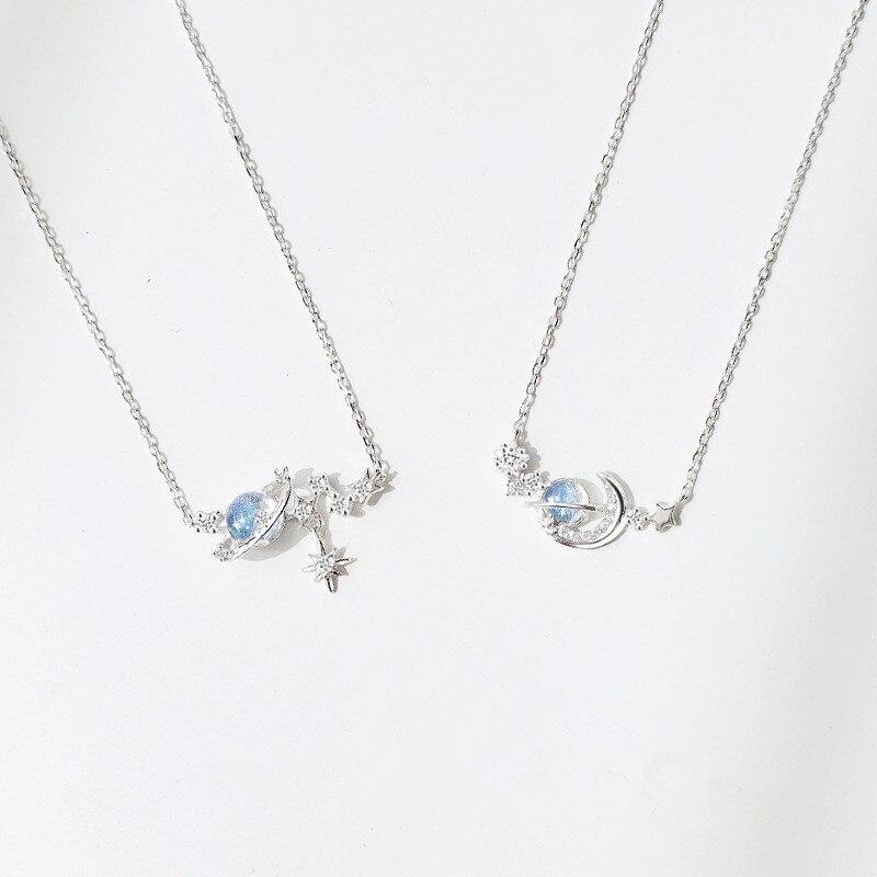 925 sterlingsølv planetstjerne sjarm halskjede kreativ elegant kragebenkjede festsmykker for kvinner jenter choker Dz603