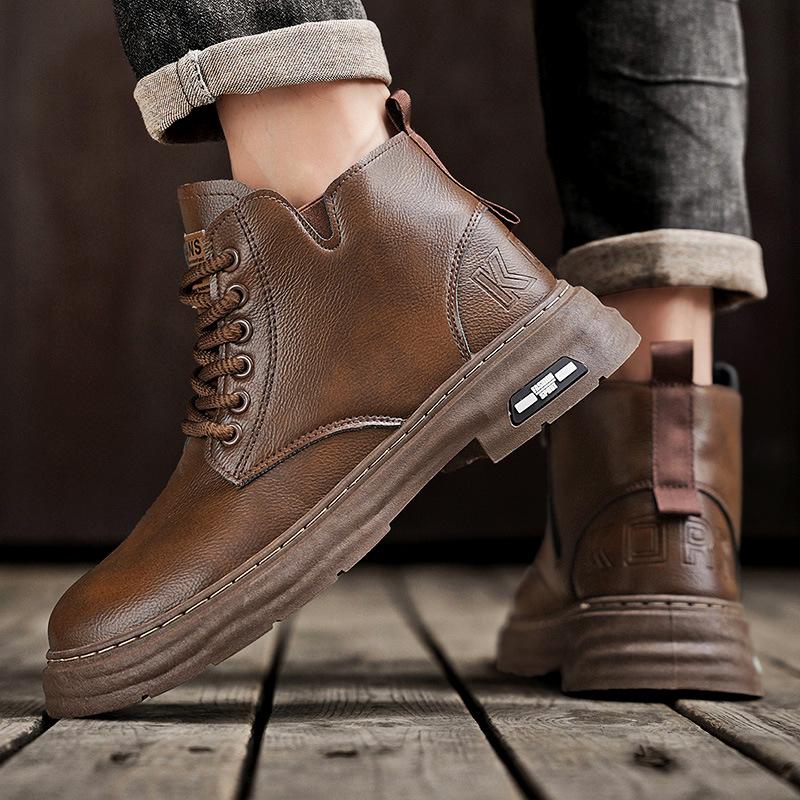 Martin boots men's high-top autumn and winter outdoor non-slip and wear-resistant thick-soled trendy boots tooling versatile British men's shoes