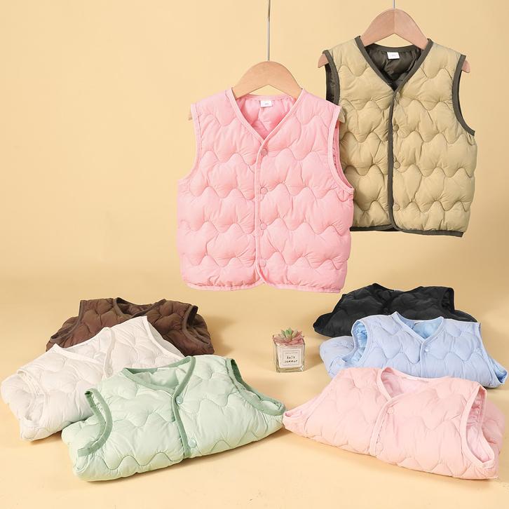 Children's cotton vest thickened short cotton-padded clothes 2025 autumn winter boys' girls' warm solid vest tops with Wear it inside or outside