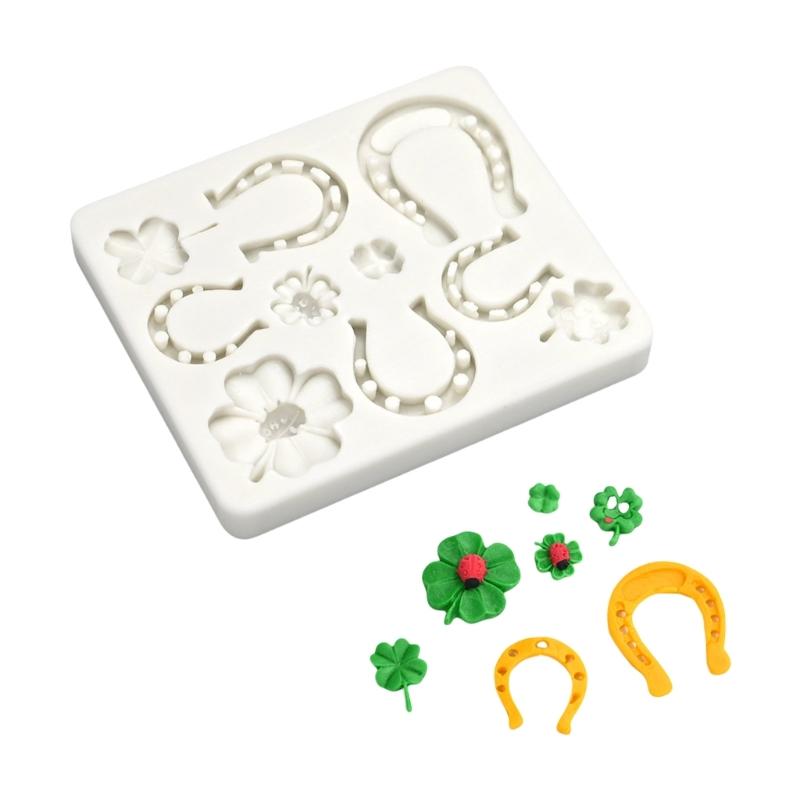 

Easy to Use Silicone Chocolate Mould with Clovers Horseshoes Designs 3D Candy Mould For DIY Baking Decorations 1