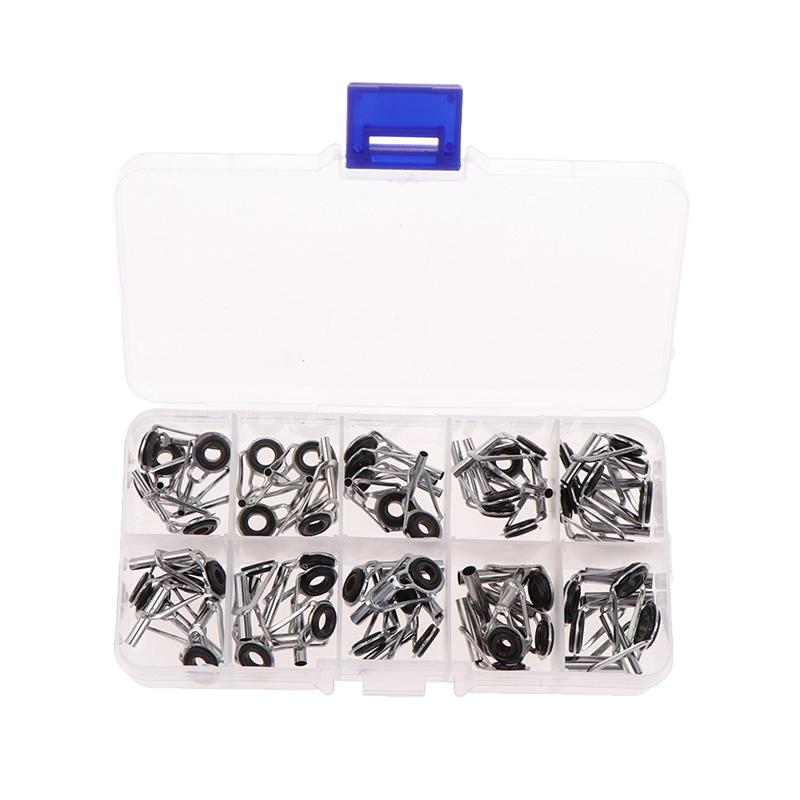 80Pcs/Box Size1-10# Fishing Rod Guide Tip Repair Kit Set Diy Eye Rings Tackle