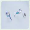 Silver Blue Bird Earrings & Ring Set - Unique 925 Sterling Design