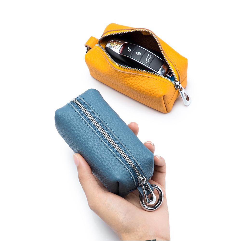 Portachiavi in Vera Pelle per Uomo e Donna, Borsa Portachiavi Auto Carina, Portamonete di Qualità, Organizer per Piccole Cose, Mini Portafoglio con Doppi Portachiavi