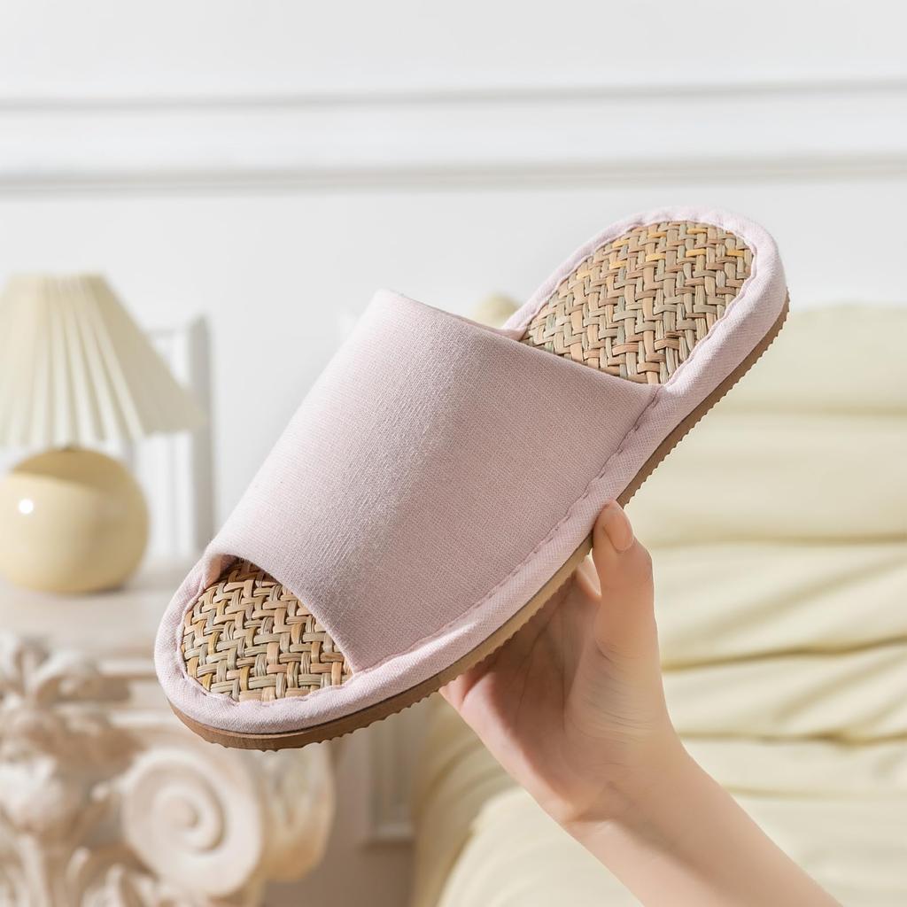 Summer Cotton and Japanese and Room Large Front Malay Grass [Shizuishirou] Slippers, Linen, Style, Indoor, Men's Women's, Shoes, Cool, Non-stuffy,