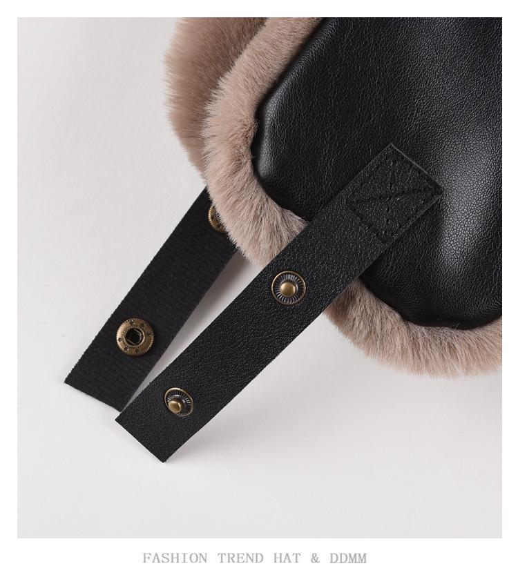 Leather Lei Feng Cap Men and Women In The Fall and Winter Thickened Warm Ear Protection Cap Outdoor Skiing Cycling Velvet Cold Cap