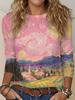T-shirt da donna a maniche lunghe con scollo rotondo per primavera e autunno, stampa 3D, streetwear, casual, top larghi, magliette, taglie forti