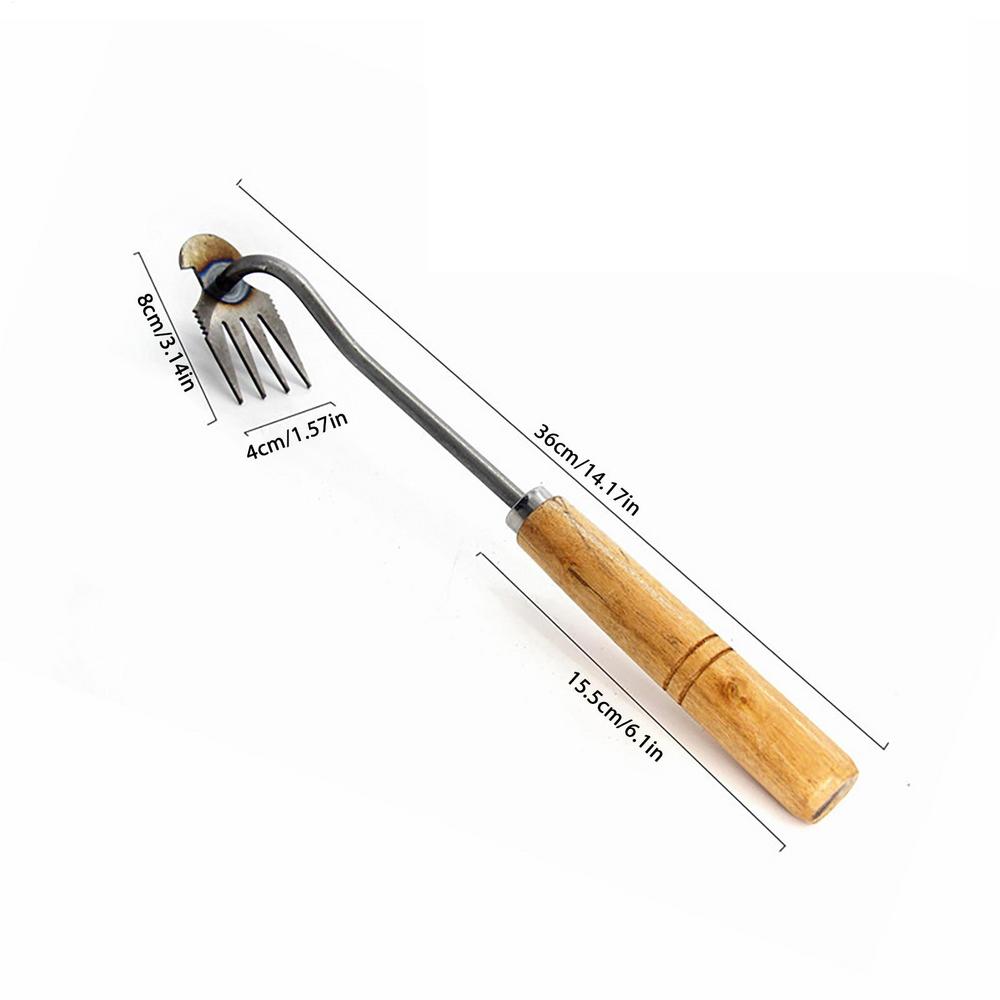 2 In 1 Garden Rake Manual WSeed Grass Rooting Tool Puller Shovel 4 Teeth Weeding Removal Hand Gardening Loose Soil Tool Weeder