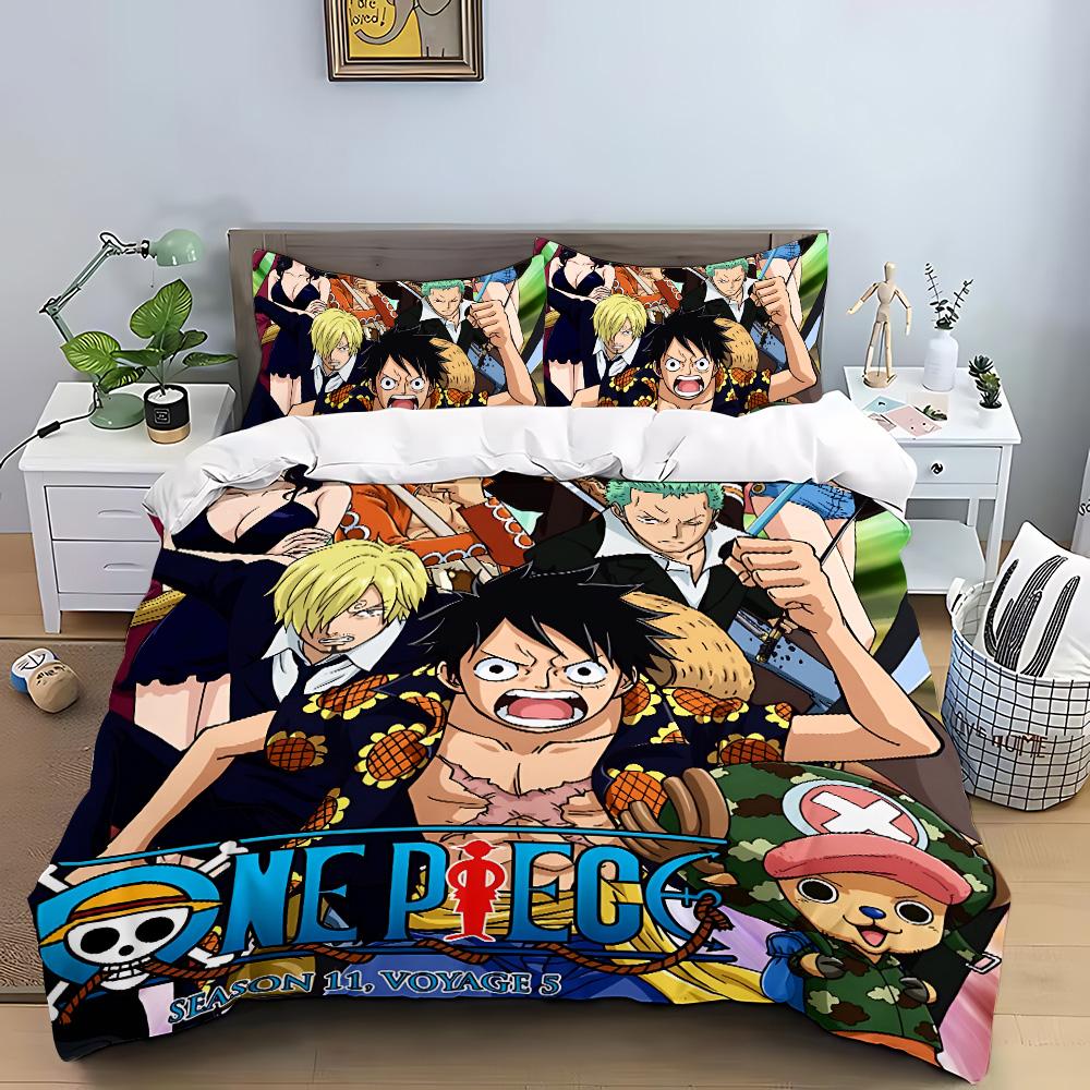 Anime Duvet Pillowcase Bedding Set Adult Boy Girl Bedroom O-One P-Pieces Decoration Children Gift Single Double Large Size