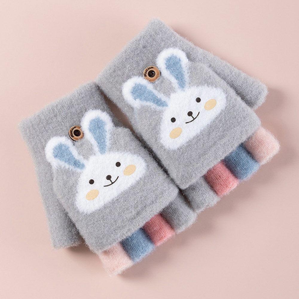 Baby Boys Girls Plush Soft Cute Thick Warm Knitted Mittens Kids Gloves