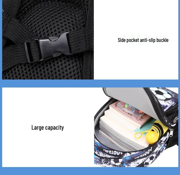 Camouflage Football Kids' Backpack: Large Capacity, Spine Protection, Multi-Compartment for Grades 1-3