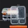 Disposable Rectangular 5-Compartment Lunch Box with Lid