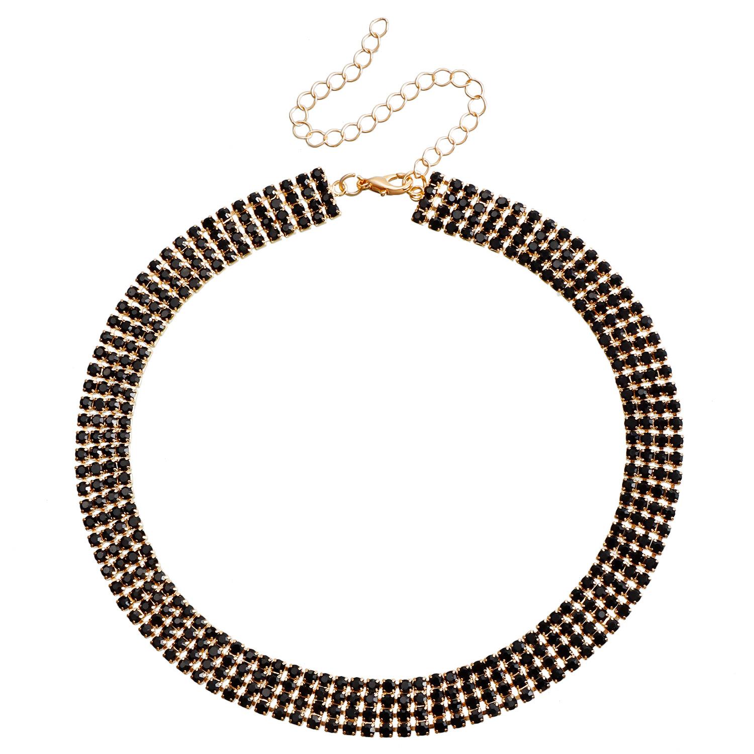 

Accessories, Temperament Multi-row Claw Diamond Chain Necklace, Banquet Accessories ins Wind Black Full Diamond Necklace