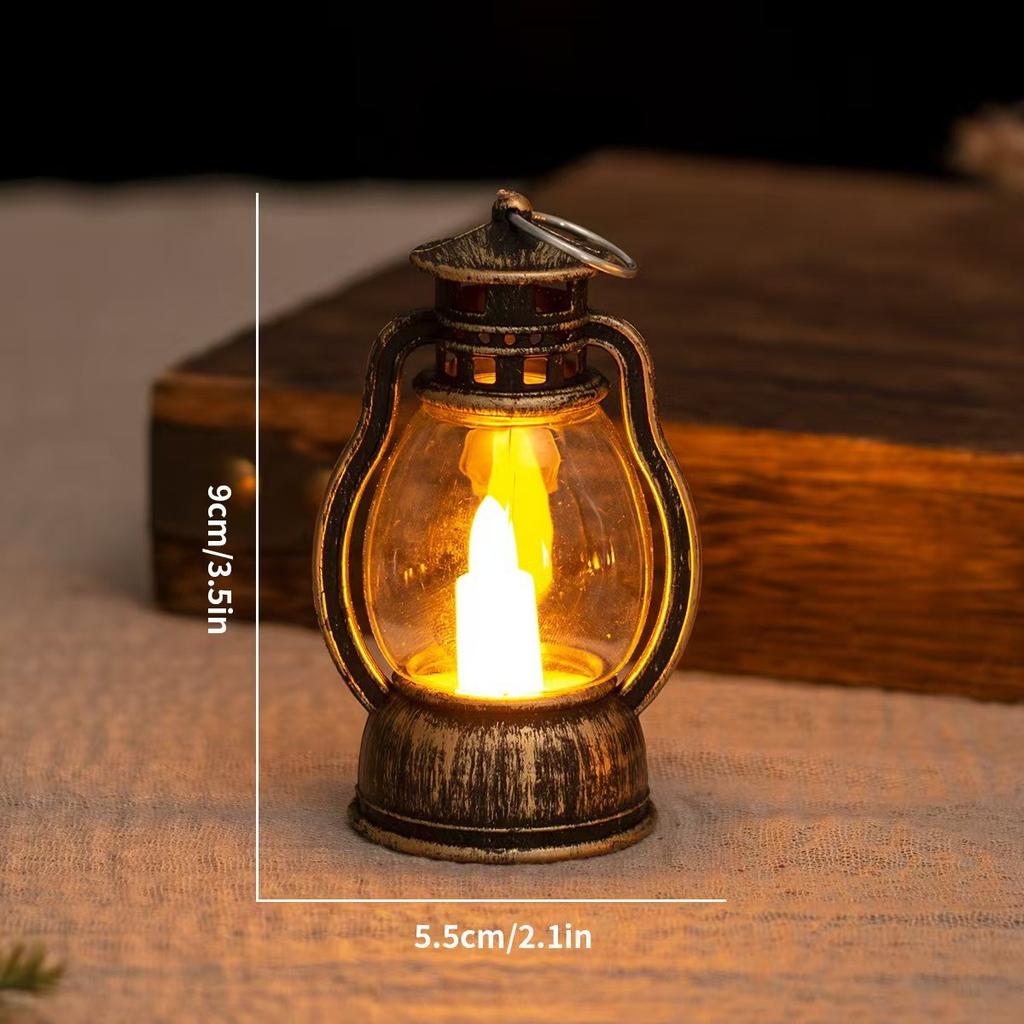 LED Night Light, Mini Lantern Candle Lamp, Retro Warm Glow Decorative Light for Christmas Halloween Party Home Bar Table Decor