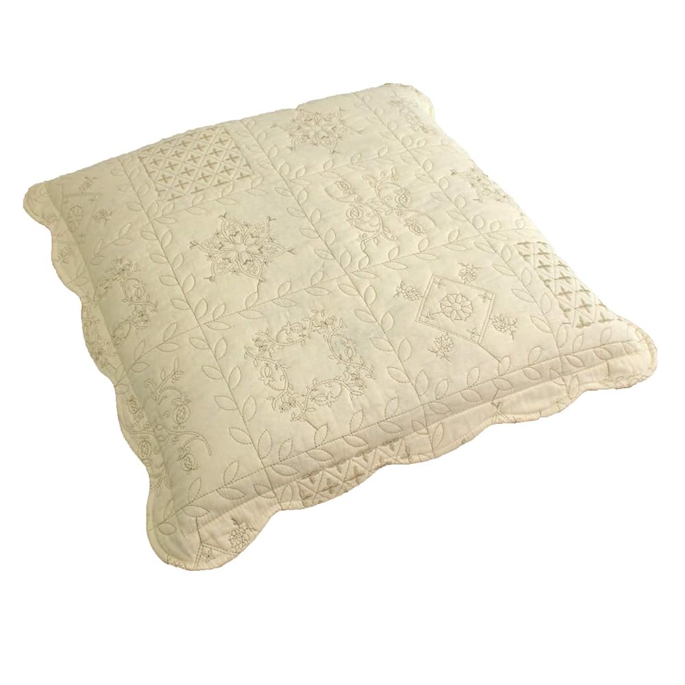Rivere Cushion Covers, Set of 5, 55 x 59 cm, 100% Cotton, Washable Quilted, Beige