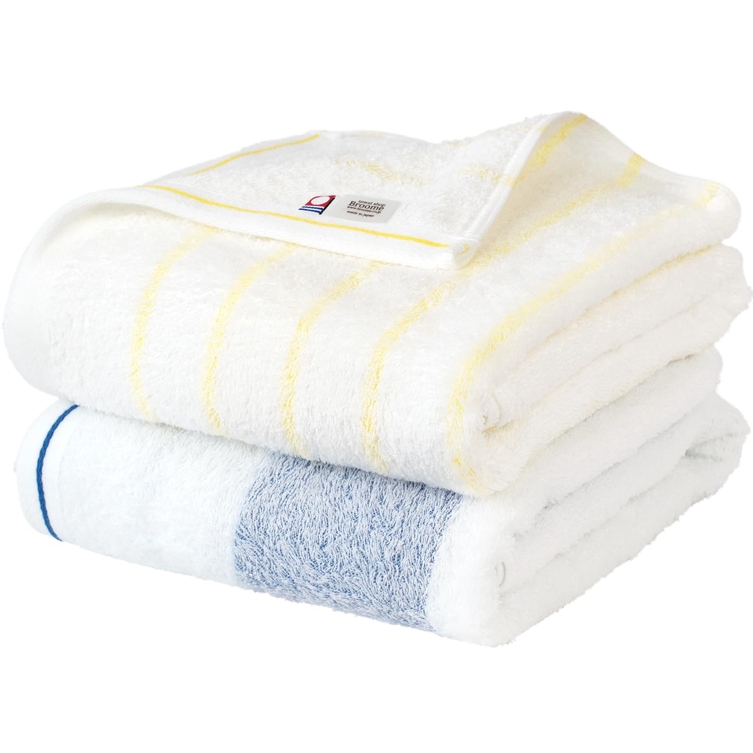 

Bloom Imabari Towel Certified Bath Set of Natural Suitable for Indoor Made in Japan Towels, 2, Border, Absorbent, Quick-Drying, Drying, Soft, 100%