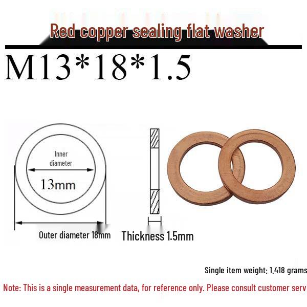 Annealed Red Copper Gasket Washer Pad for Sealing Fastener, M4-M34