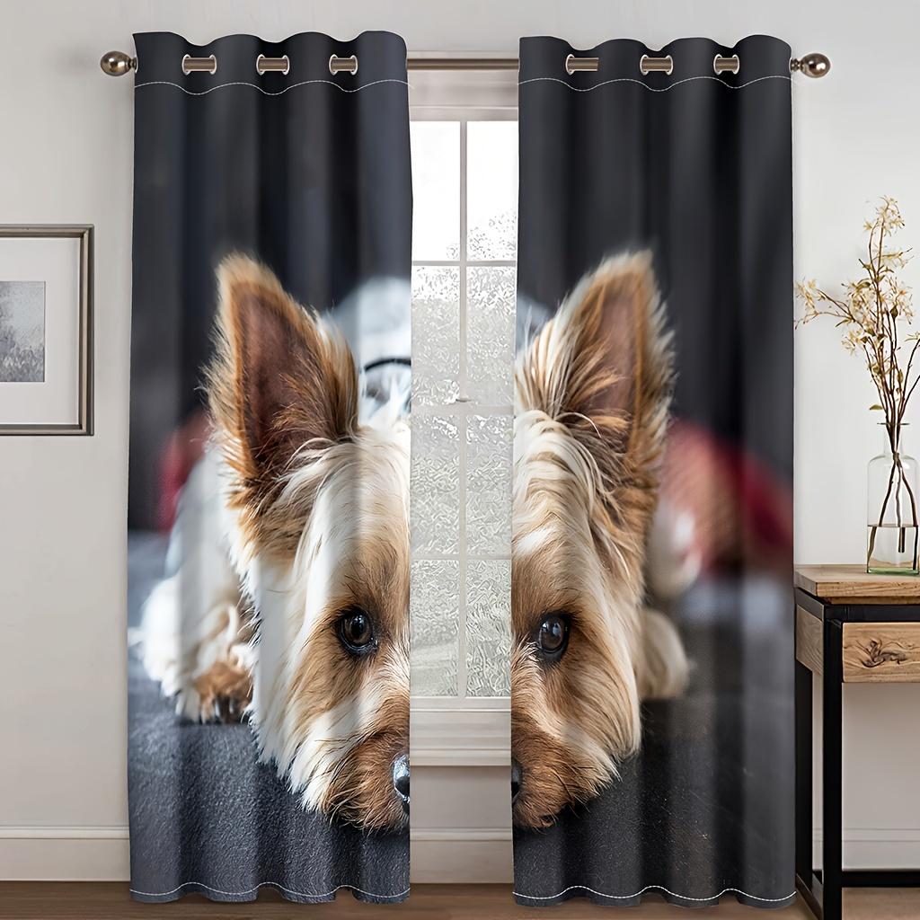 2panels Cute Cats Dog Pet Digital Printed Curtain Living Room Curtains Grommet Top Curtains For Living Room Office Home Decor