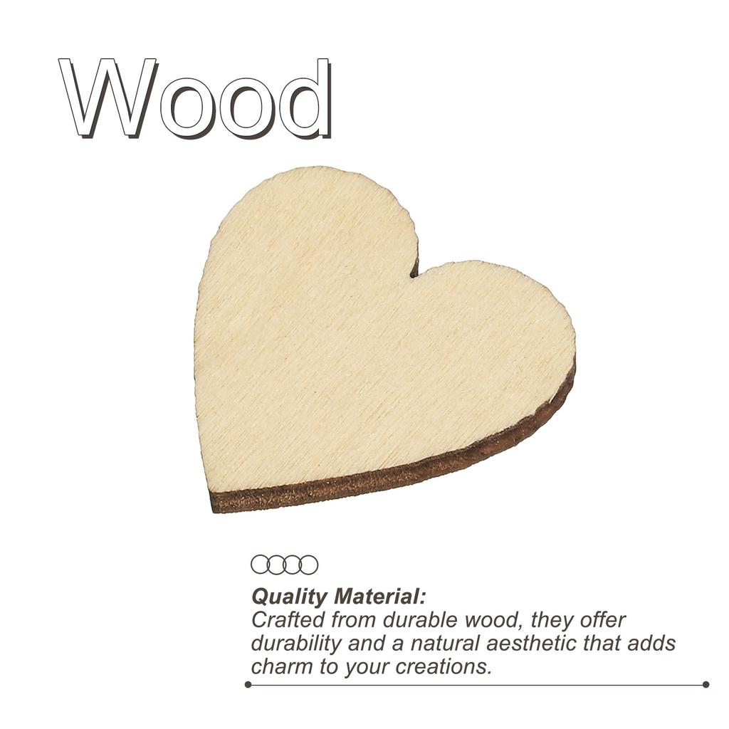 100/200pcs Wooden Hearts Unfinished Wood Hearts Blank Wooden Cutouts Ornaments Natural Wood Pieces for Christmas Party Craft Pro