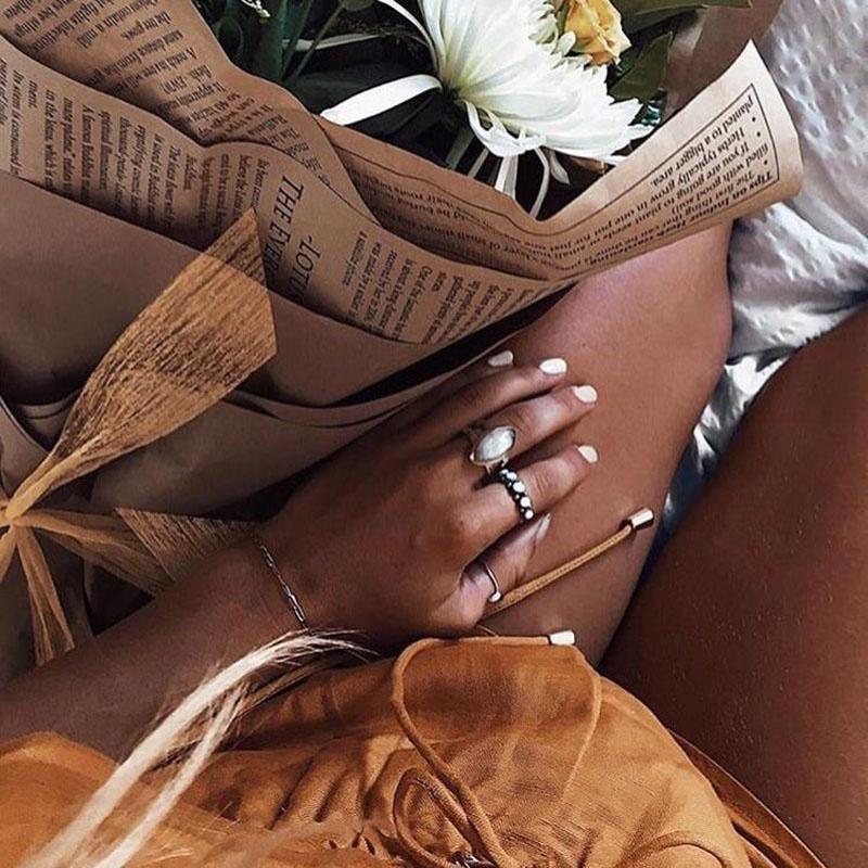 Vintage Punk Style Antique Silver Moonstone Ring Wholesale European And American Hot Selling Jewelry