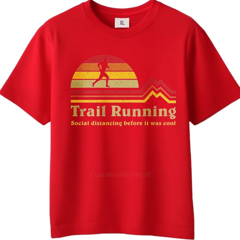 Plus Size Summer Boys Tshirt Trail Running Sunset Runner Mountains Short Sleeve Street Wear Crew Neck Teeshirt