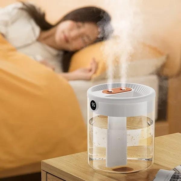 2L Double Nozzle Air Humidifier LCD Humidity Display Large Capacity Aroma Essential Oil Diffuser