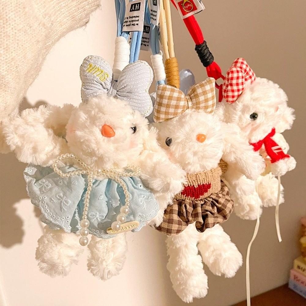 Hanging Doll Keychain Soft Plush Rabbit Key Ring Creative Rabbit Plush Pendant  Girls