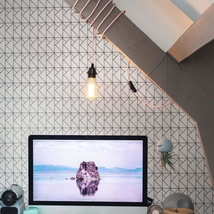 Suspension luminaire - HOOPZI - Bala - Cordon tissu 4,5m - Douille E27 - Interrupteur intégré