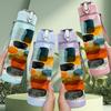 1PC Abstract Geometric Shape Modern Print 750ml Color Plastic Sports Water Bottle Leakproof Flip Straw Lid Suitable for Sports Office Home Use