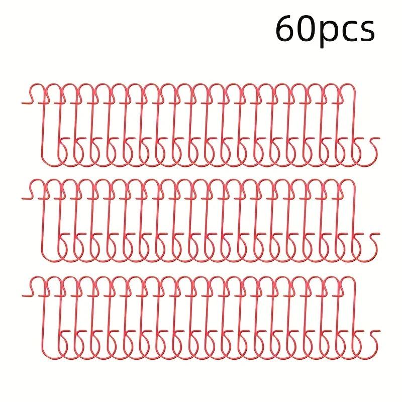 60pcs Christmas Ornament S-Hooks, Metal Rustproof Hangers for Xmas Tree Stockings Lights Garland, Halloween Autumn Decor