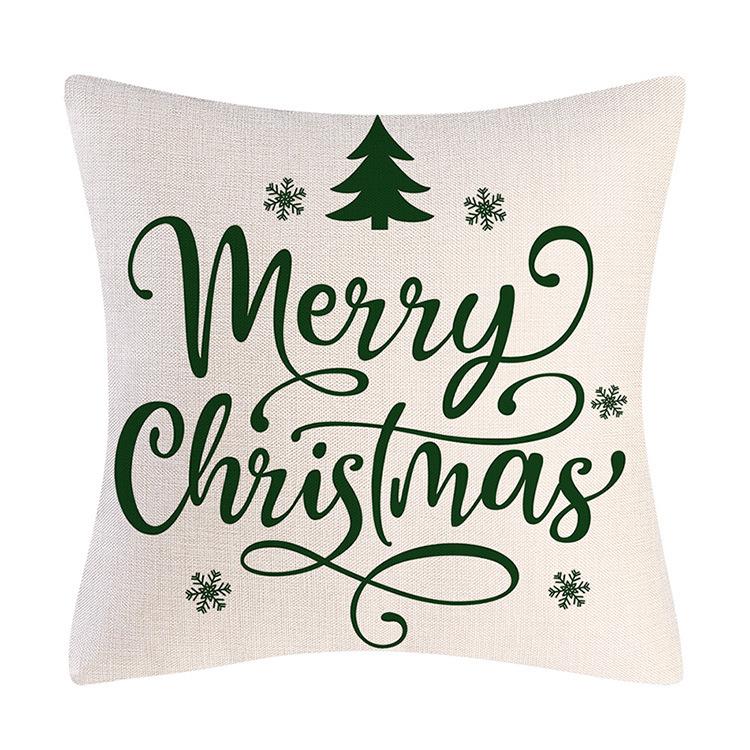 New Christmas Pillow Cover Linen Christmas Letters Sofa Living Room Green Pillow Cover Cushion Premium Durable 45 45Cm without pillow core 990₽