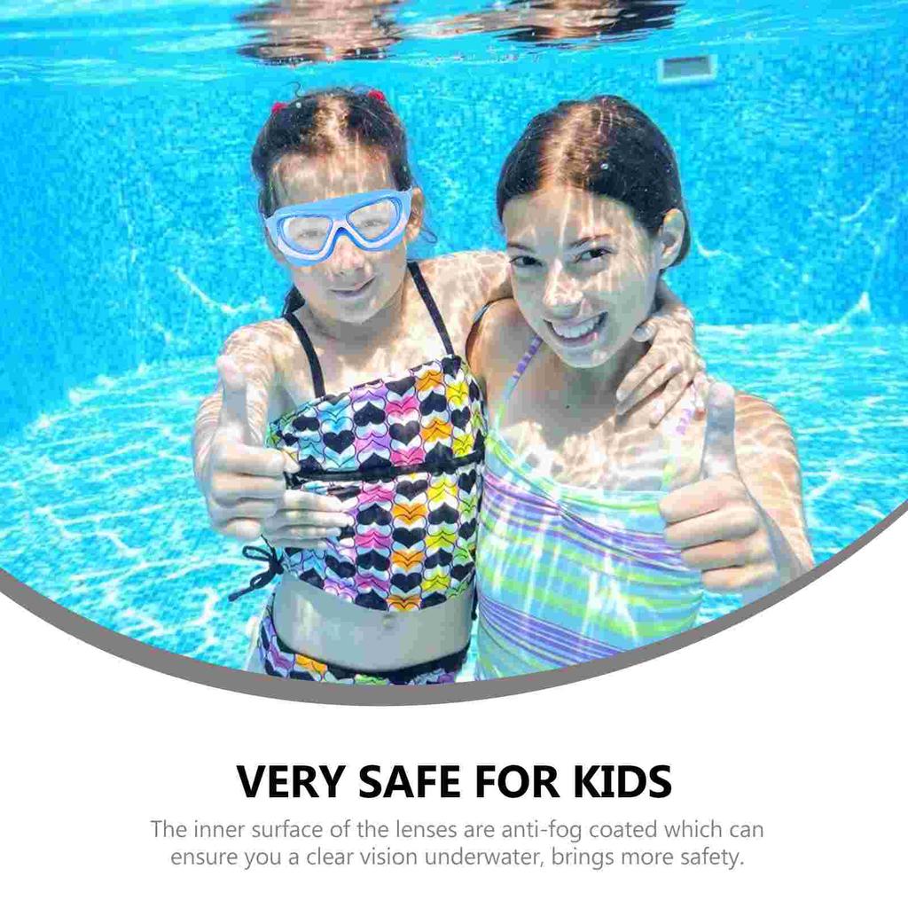 Children's Large Frame Swimming Goggles Kids Waterproof Anti Fog Eyewear Candy Green Adjustable Straps PC Lens Use
