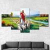 Jesus Christ Sheep Flock River 5 Piece Five Panel Wall Canvas Print Modern Art Poster Picture Home Decor Gift For Him For Her