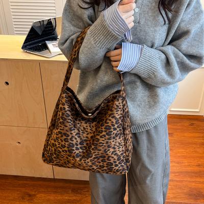 Bolsa com Estampa de Leopardo Bolsa de Ombro de Grande Capacidade para Mulheres Bolsa Tote