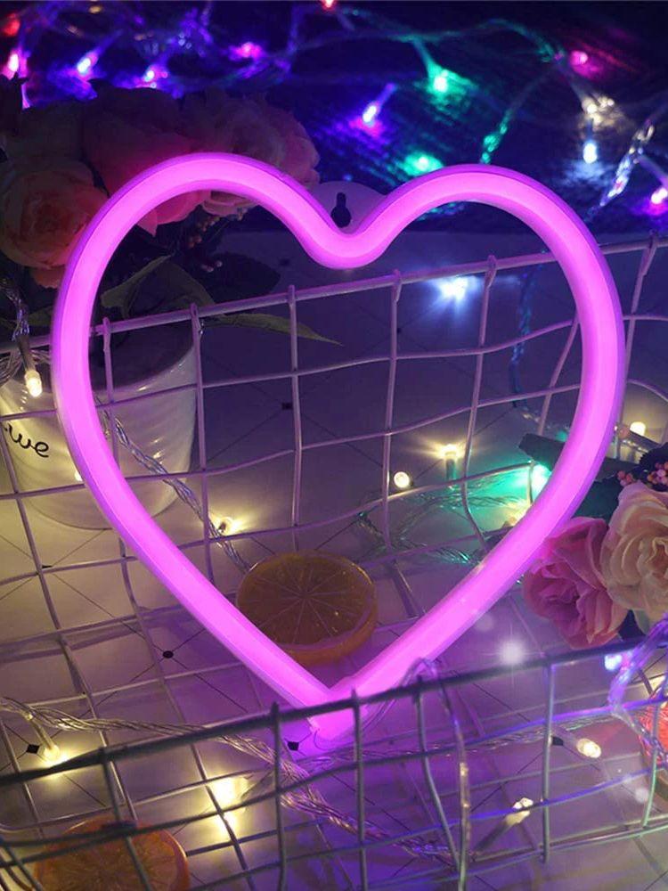 

USB романтическая атмосфера светодиодный неоновый свет знак в форме сердца настенный ночник для Дня святого Валентина бар спальня гостиная WHITE розовый