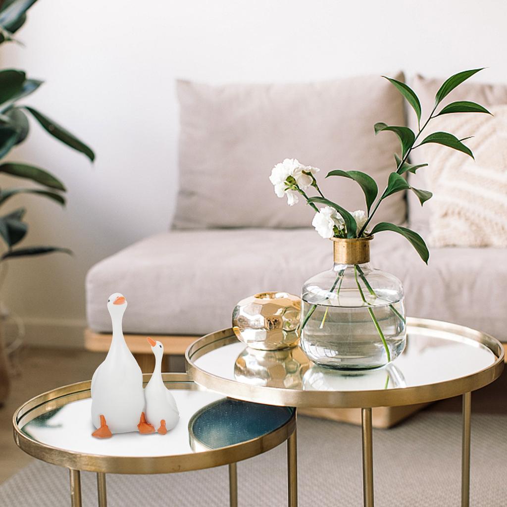 1Set Desktop Decor Resin Duck Shaped Lovely Resin Craft Ornament Home Office Desktop Statue Decoration Scene Layout