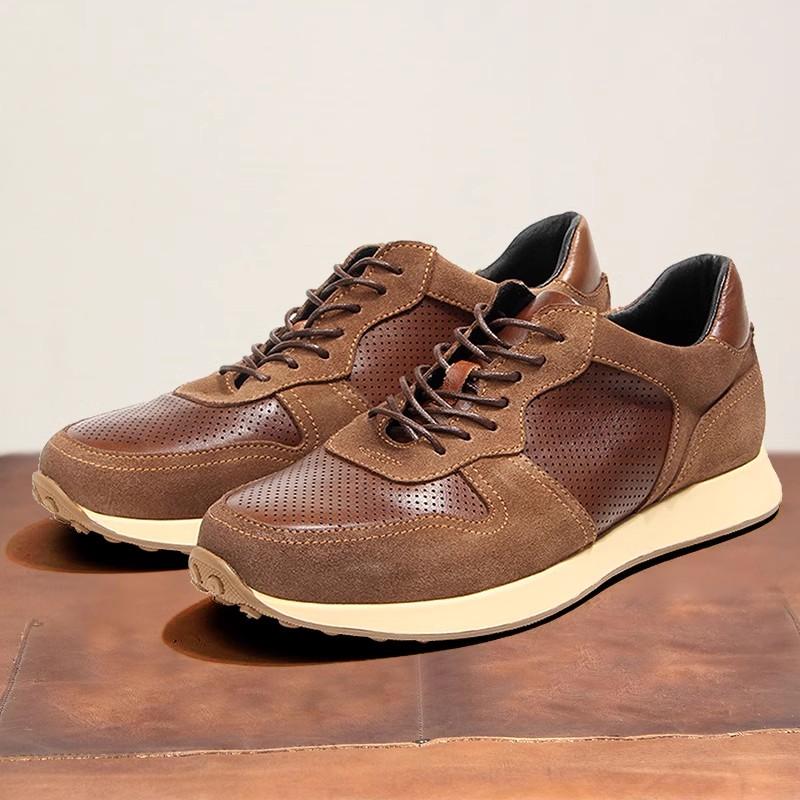 Hakiki Deri Erkek Günlük Ayakkabı Retro Erkek Spor Ayakkabıları El Yapımı Erkek Düz Ayakkabılar Kaymaz Aşınmaya Dayanıklı Erkek Günlük Spor Ayakkabıları