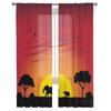 Elefant Sonnenuntergang Baum Transparente Vorhänge für Wohnzimmer Durchsichtiger Tüll Fensterdekorationen Schlafzimmer Küche Heimdeko Schleier Vorhänge