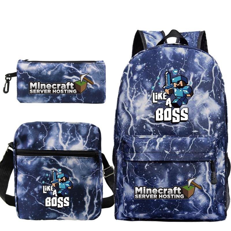 Game Merchandise Print Fashion Children'S Backpack Student Schoolbag Stationery Bag Messenger Bag Three-Piece Set