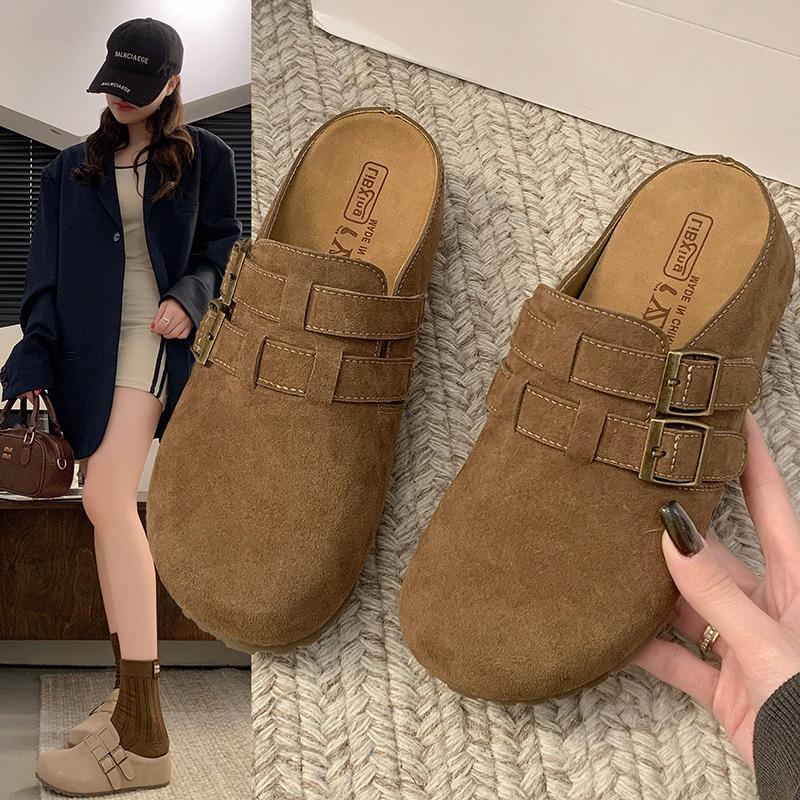 Retro bag head half slippers women's spring and summer new wear comfortable lazy versatile drag