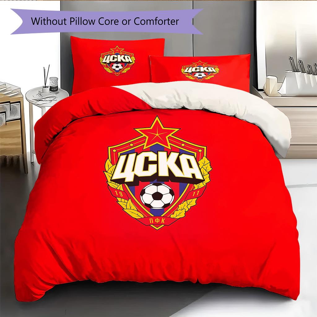 CSKA Moscow Football Club Pattern Bedding Quilt Set Home Decoration Gift (1 * duvet cover + 2 * pillowcase without core)